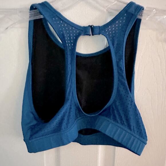 DIP Active Yoga Blue sports bra LARGE Vented Open Racerback Womens - Picture 2 of 11